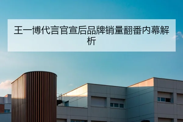 王一博代言官宣后品牌销量翻番内幕解析